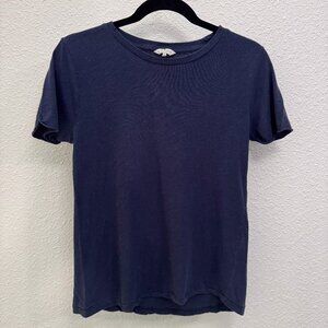 Lucky Brand Cotton Navy Short Sleeve Crewneck Tee Glitter Detail Women’s Small